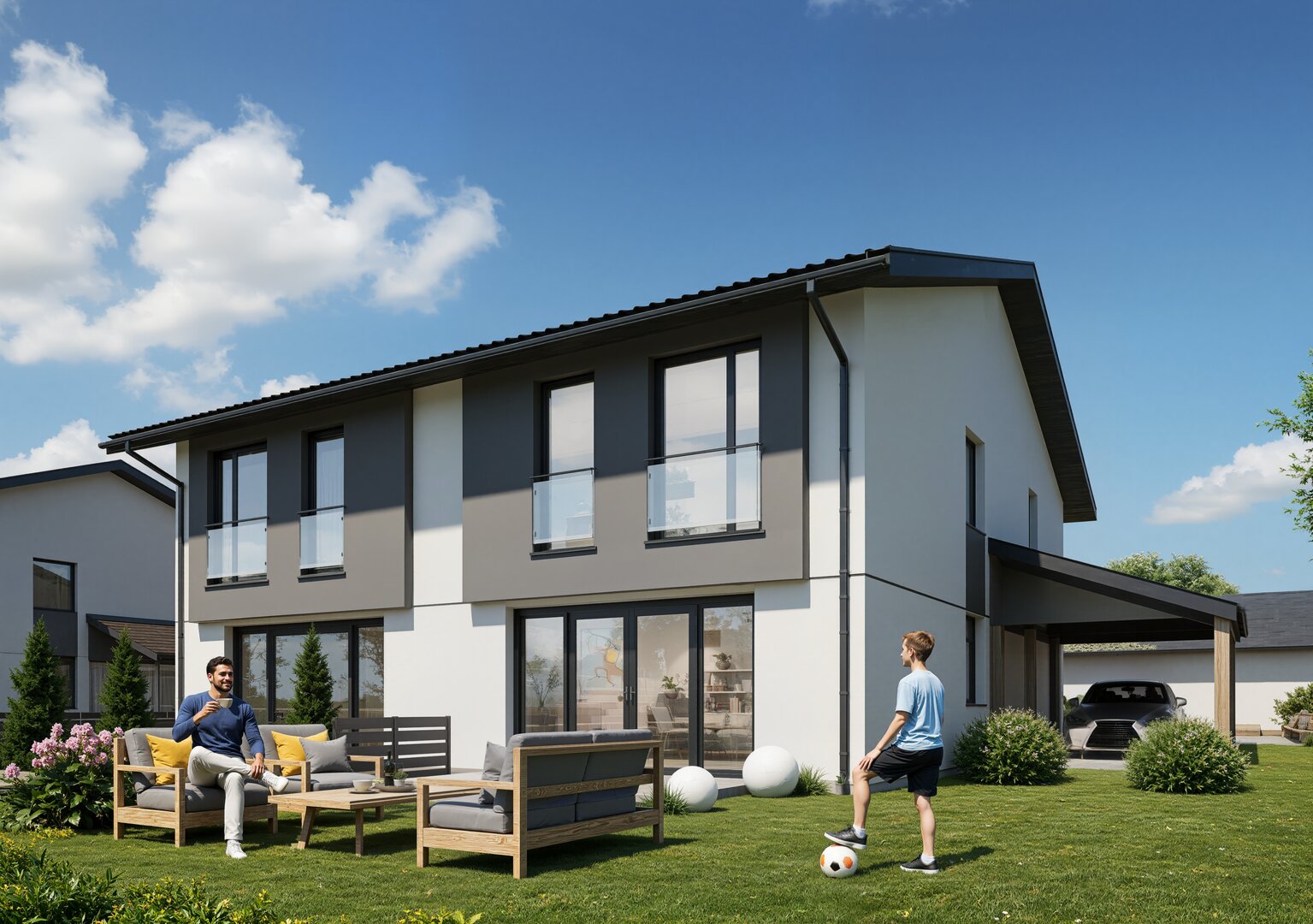 Wizualizacja domu - widok od ogrodu